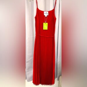 Sam Edelman NWT Red Pleated Midi Dress